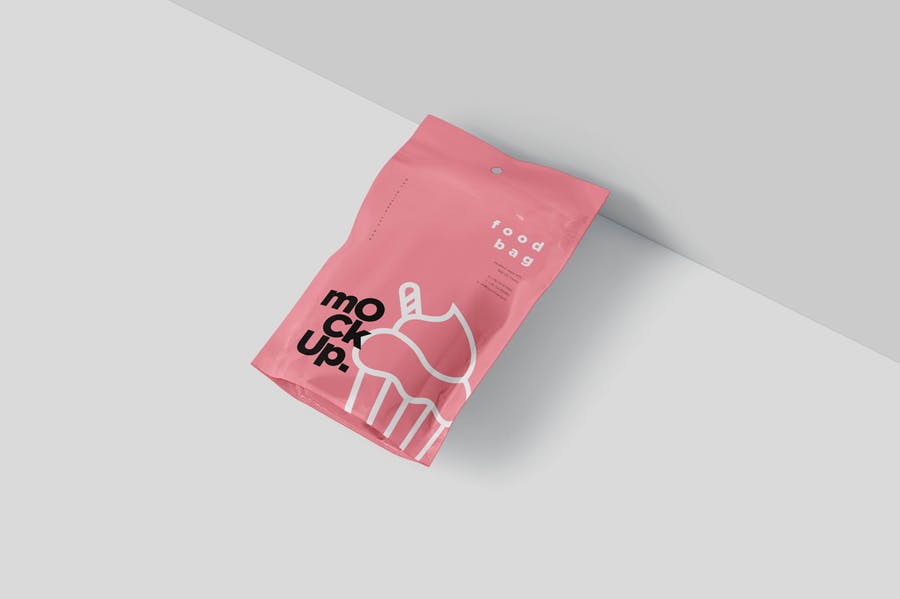 立式铝箔纸食品零食包装袋设计效果图样机模板 Foil Paper Stand Up Packaging Pouch Mockups_img_2