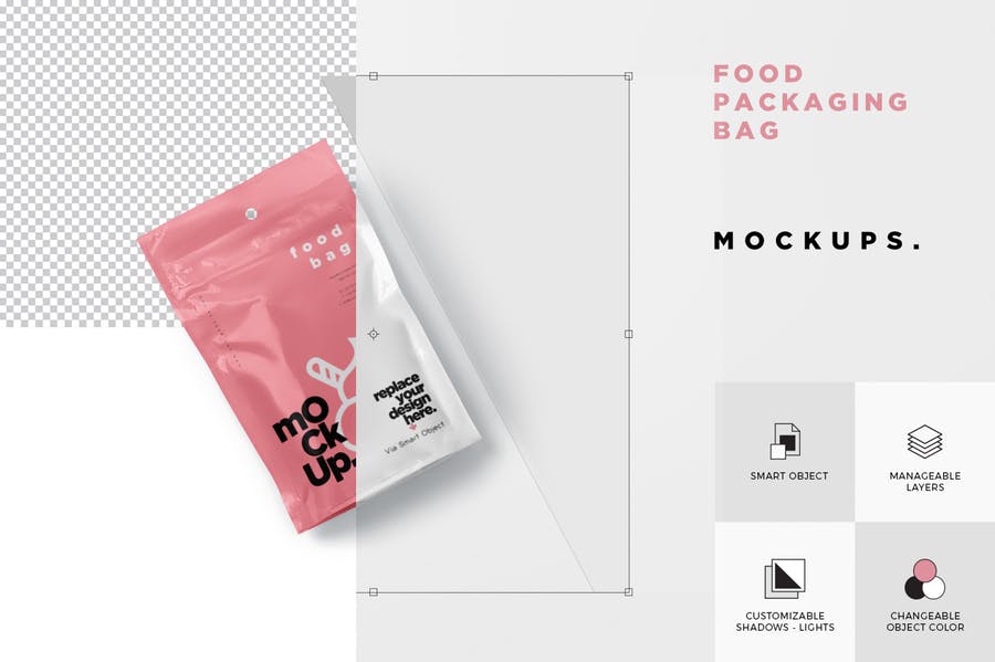 立式铝箔纸食品零食包装袋设计效果图样机模板 Foil Paper Stand Up Packaging Pouch Mockups_img_2