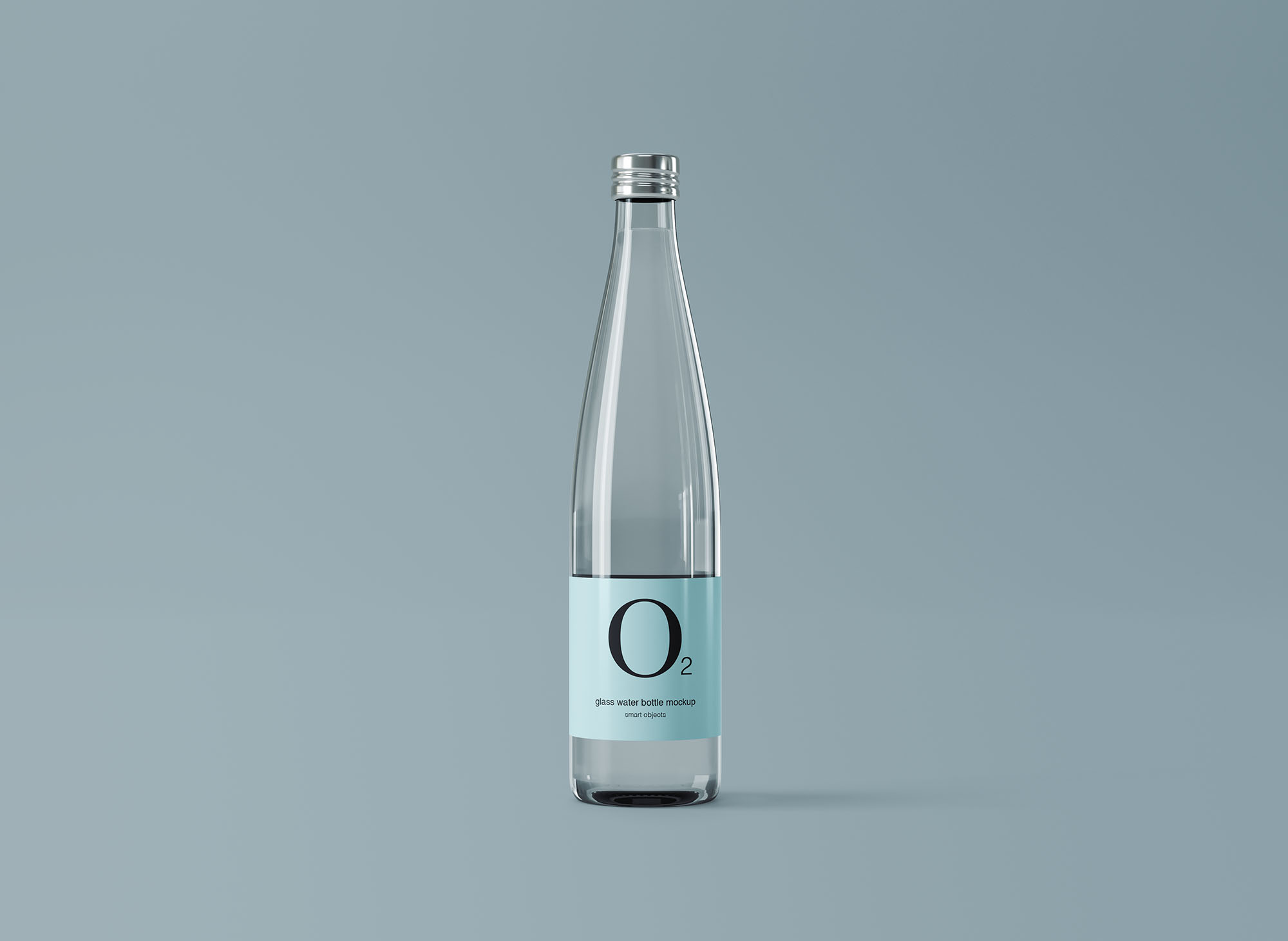 带有标签玻璃水瓶设计效果图样机模板 Minimal Glass Water Bottle Mockup_img_2