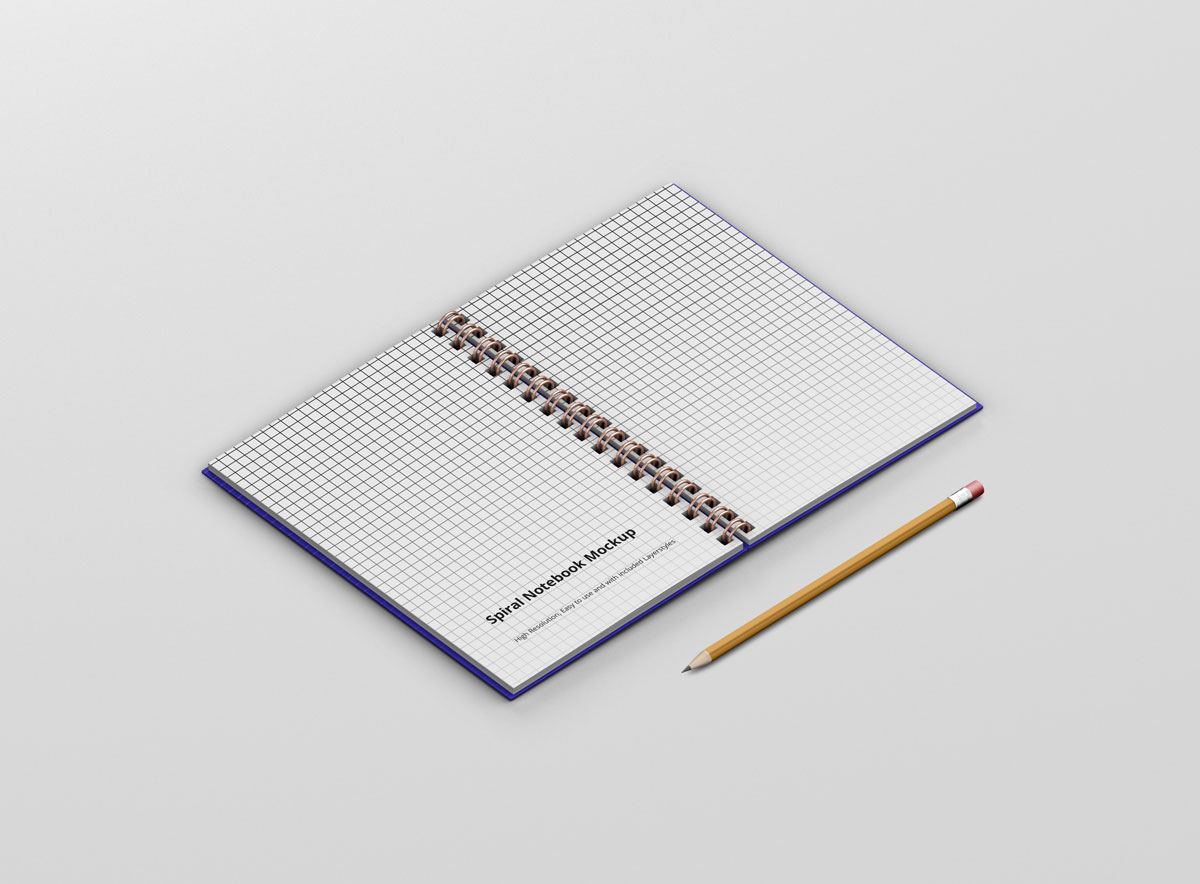 螺旋环笔记本设计预览图样机模板 Spiral Ring Notebook Mockup_img_2