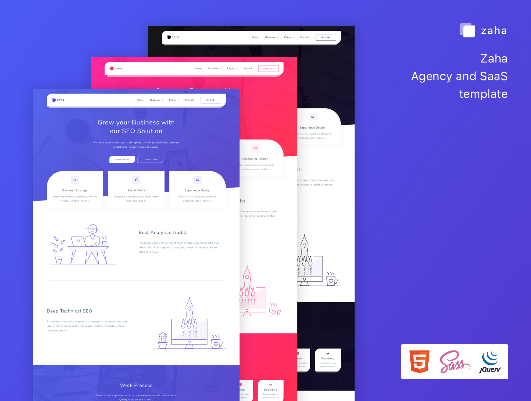 高质量代理/SaaS平台WEB网页UI页面设计HTML5模板素材 Zaha – Agency and SaaS HTML5 Template_img_2