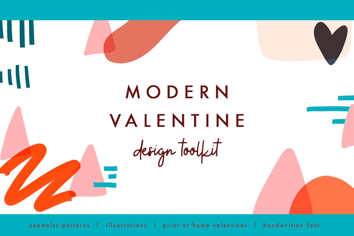 现代情人节贺卡卡片手绘元素设计素材包 Modern Valentine - Design Toolkit_img_2