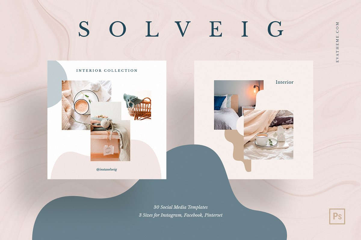 产品设计品牌故事社交推广设计模板素材包 Solveig Social Media Pack_img_2