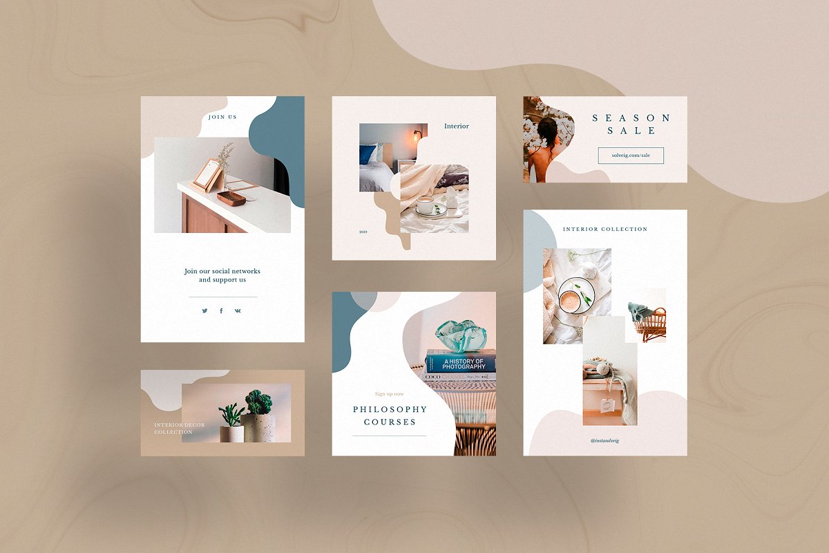 产品设计品牌故事社交推广设计模板素材包 Solveig Social Media Pack_img_2