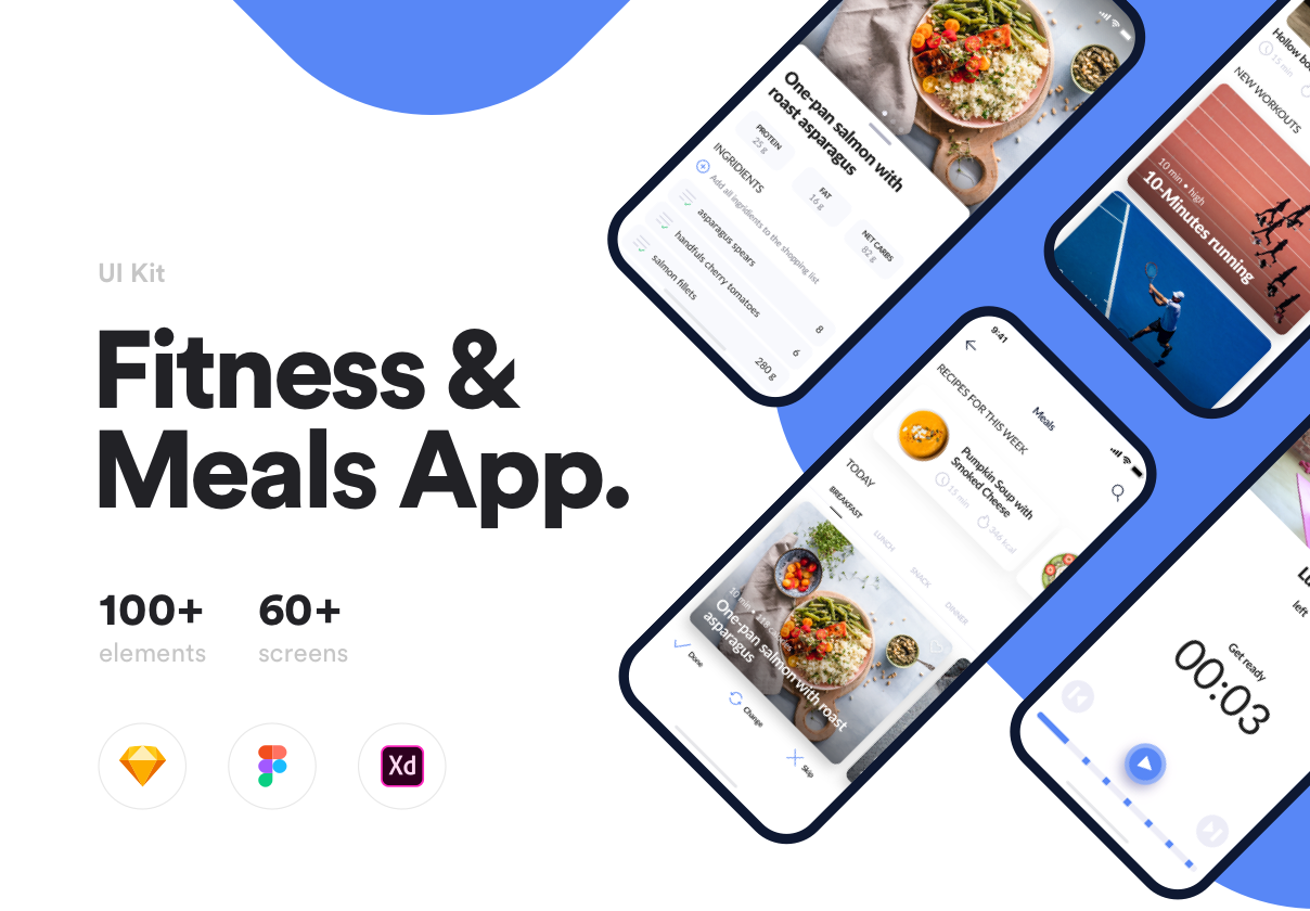 高质量健身饮食APP应用程序UI界面设计套件 FitMe UI Kit_img_2