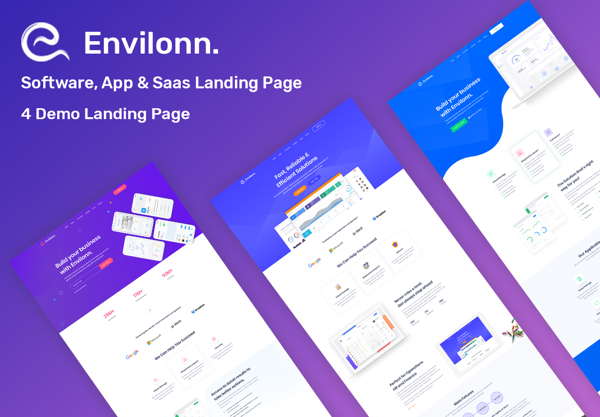 时尚新颖软件&应用程序登陆页UI界面设计模板套件 Envilonn – Saas, Software & App Landing Page_img_2