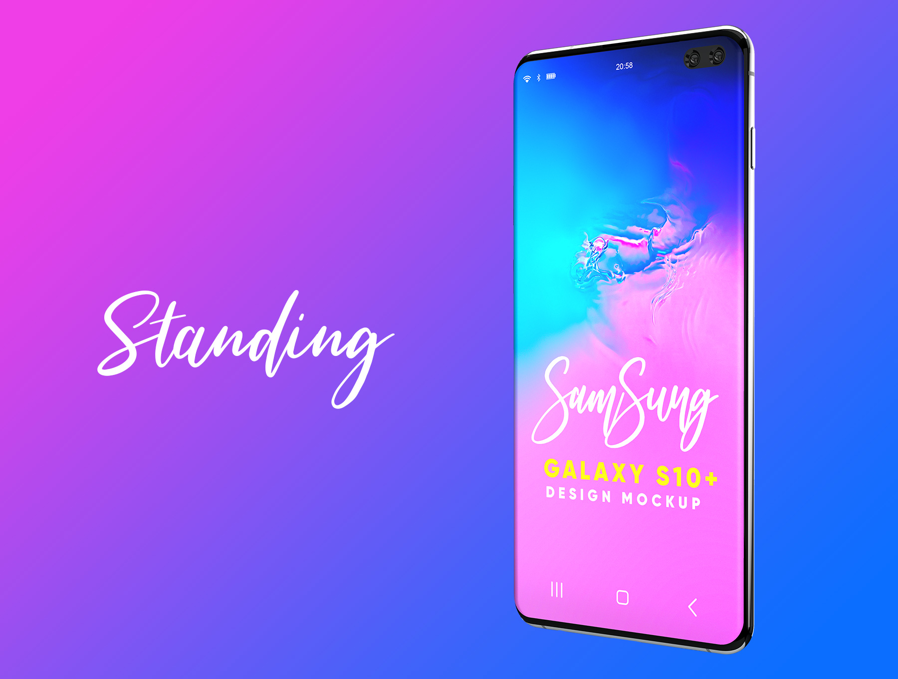 应用程序&网站设计预览三星Galaxy S10样机模板 Samsung Galaxy S10+ Design Mockup 2_img_2