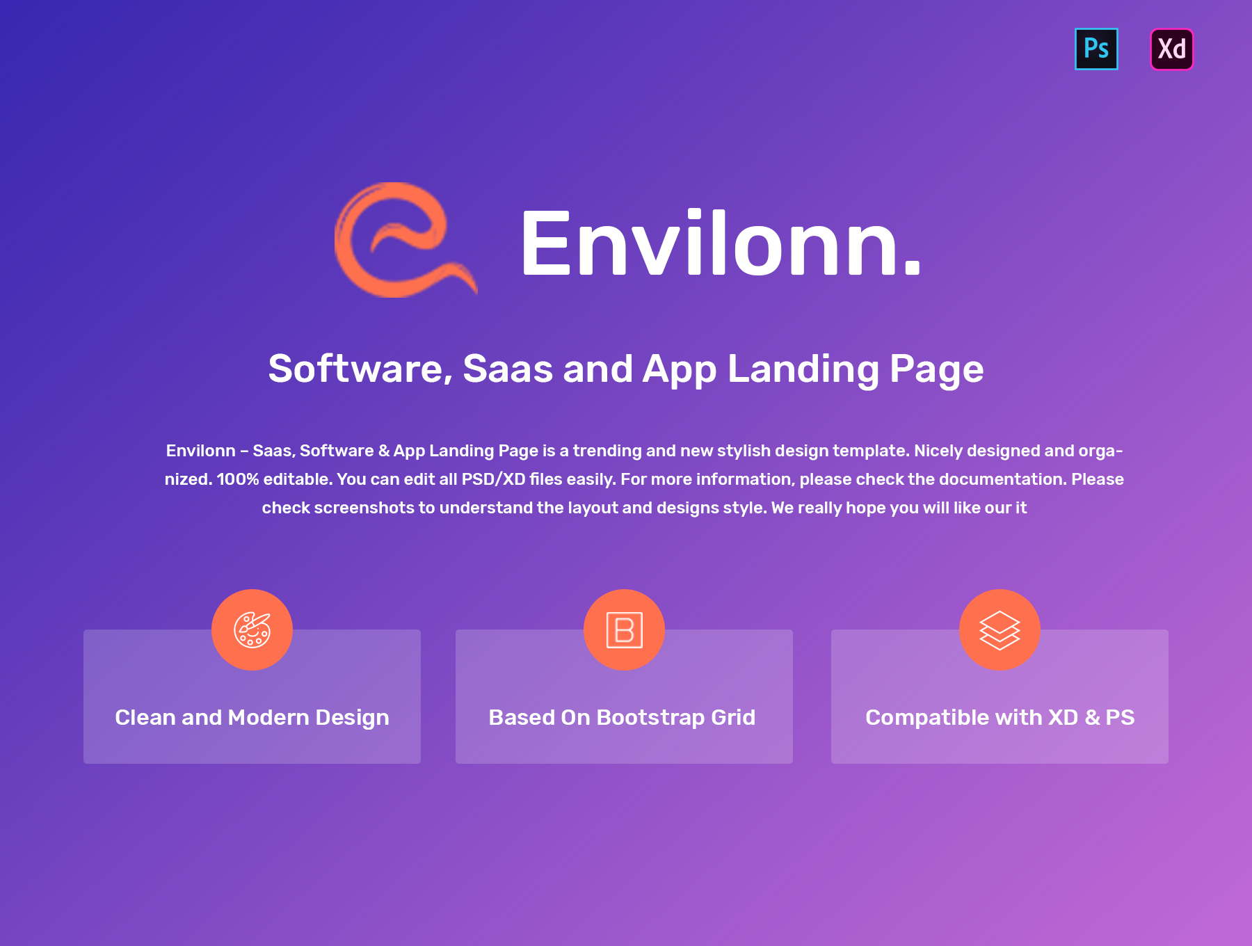 时尚新颖软件&应用程序登陆页UI界面设计模板套件 Envilonn – Saas, Software & App Landing Page_img_2