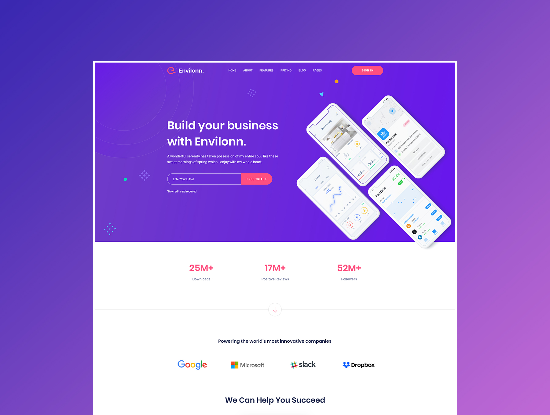 时尚新颖软件&应用程序登陆页UI界面设计模板套件 Envilonn – Saas, Software & App Landing Page_img_2