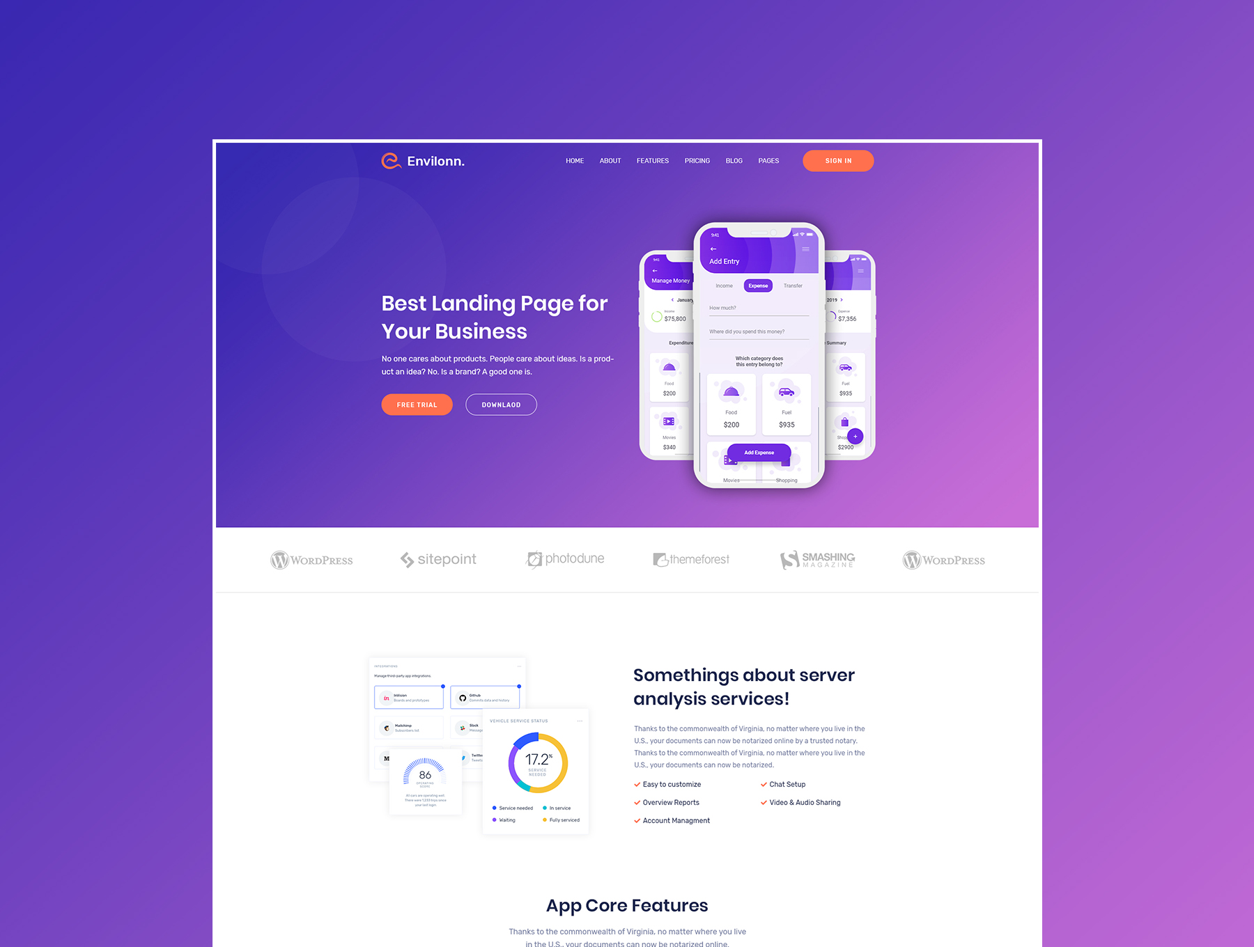 时尚新颖软件&应用程序登陆页UI界面设计模板套件 Envilonn – Saas, Software & App Landing Page_img_2