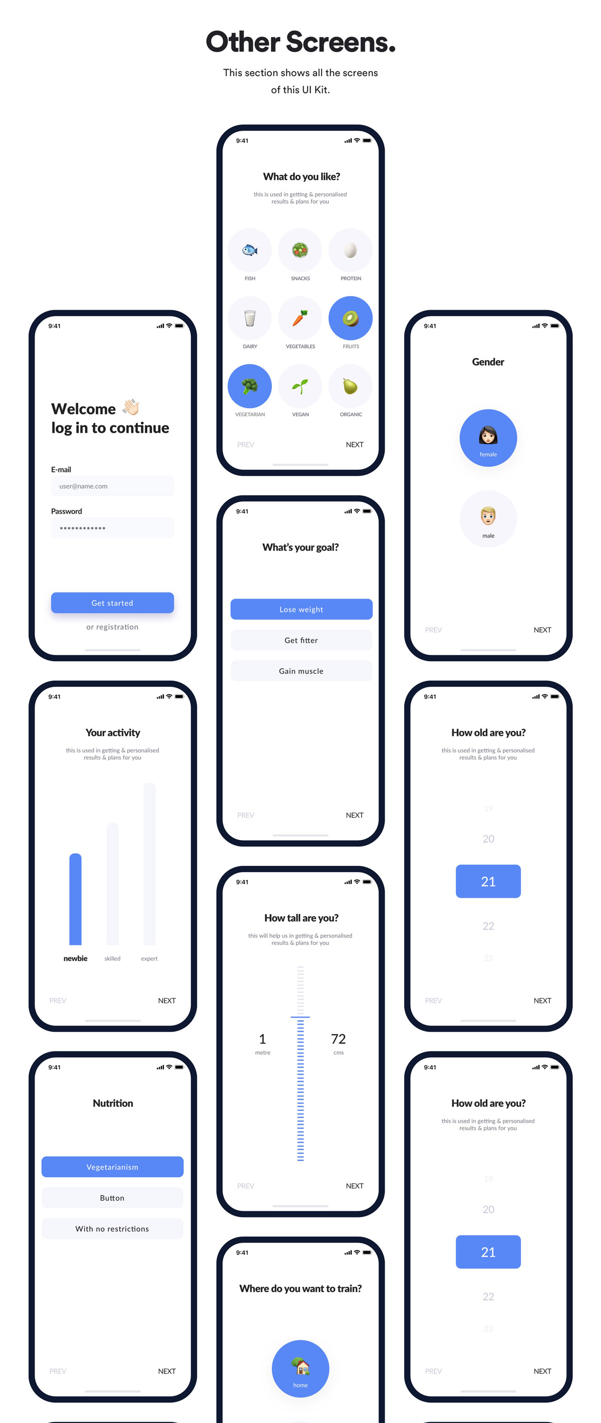 高质量健身饮食APP应用程序UI界面设计套件 FitMe UI Kit_img_2