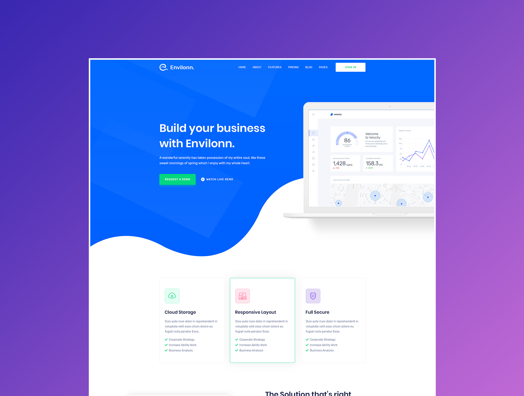 时尚新颖软件&应用程序登陆页UI界面设计模板套件 Envilonn – Saas, Software & App Landing Page_img_2