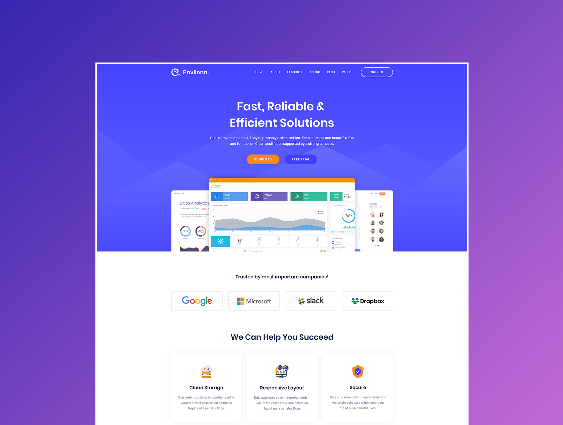 时尚新颖软件&应用程序登陆页UI界面设计模板套件 Envilonn – Saas, Software & App Landing Page_img_2