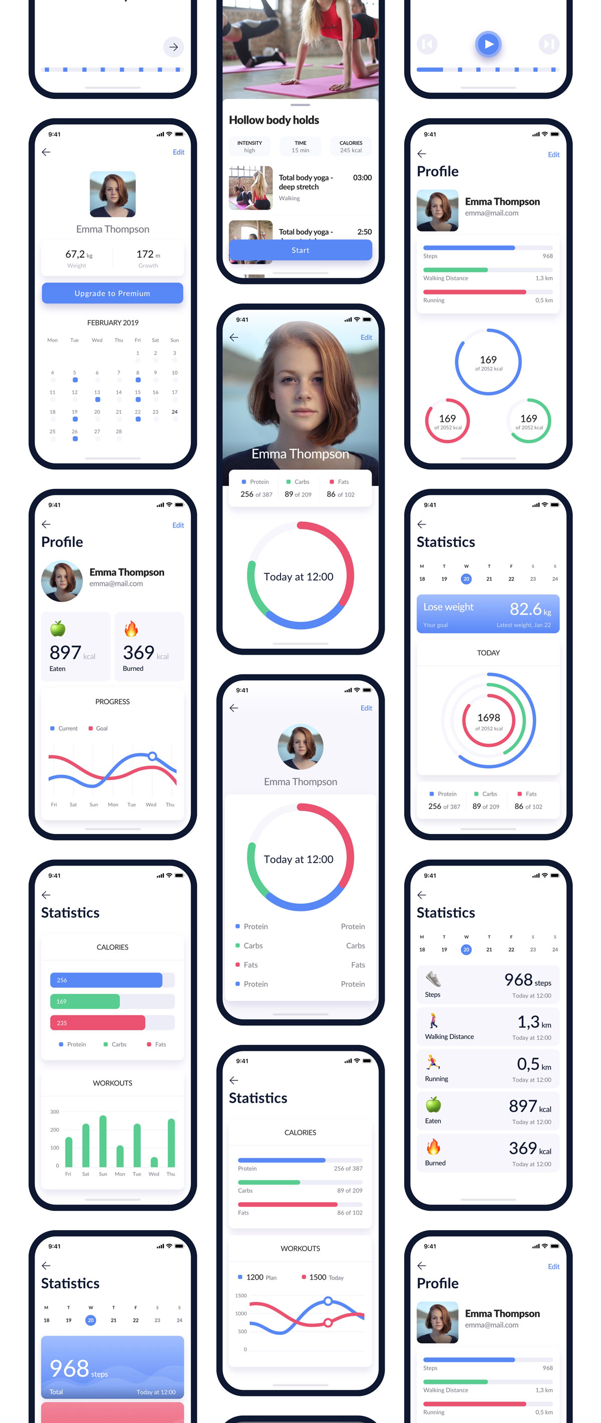 高质量健身饮食APP应用程序UI界面设计套件 FitMe UI Kit_img_2