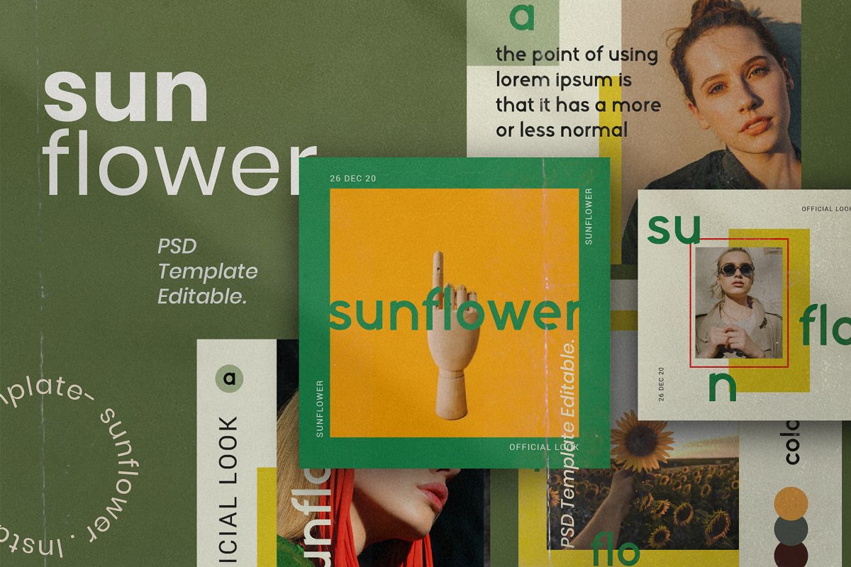 服装品牌故事社交推广设计模板素材包 Sunflower - Social Media Bundle_img_2