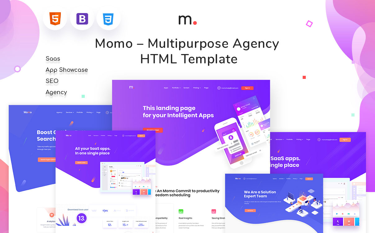 多功能创意机构HTML网站UI界面设计模板 Momo – Multipurpose Agency Template_img_2