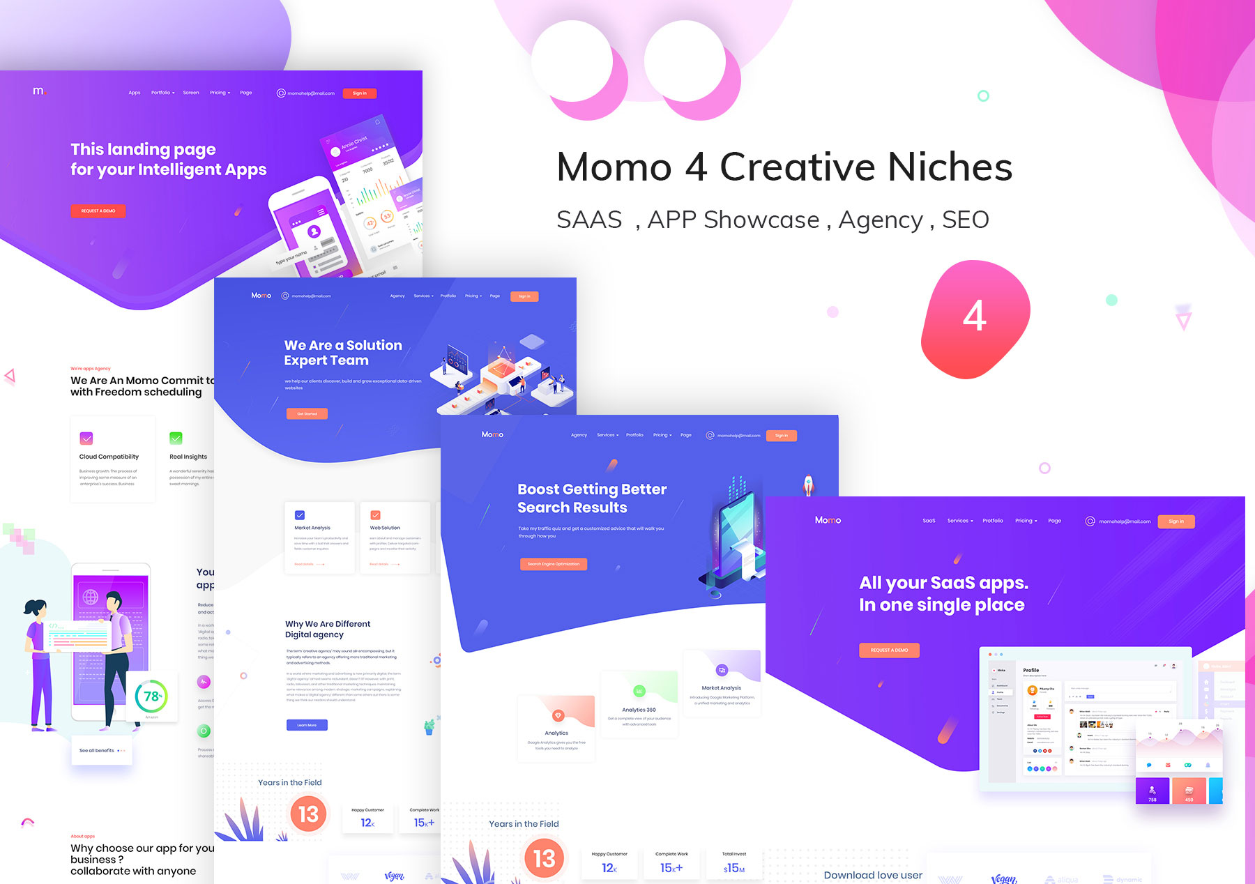 多功能创意机构HTML网站UI界面设计模板 Momo – Multipurpose Agency Template_img_2