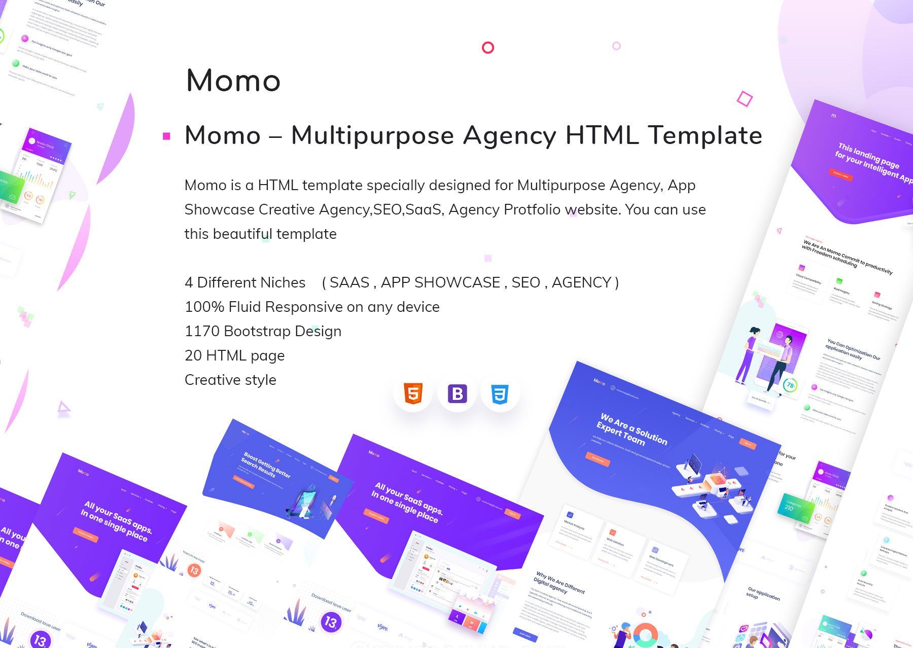 多功能创意机构HTML网站UI界面设计模板 Momo – Multipurpose Agency Template_img_2