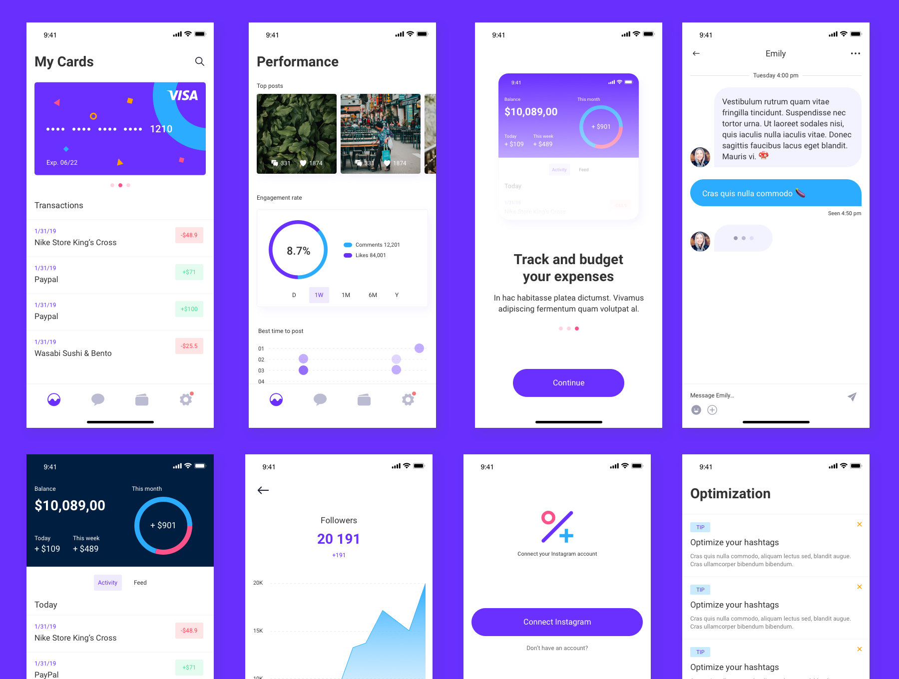 社交金融账单APP应用程序UI界面设计套件 Percent Mobile App UI Kit_img_2