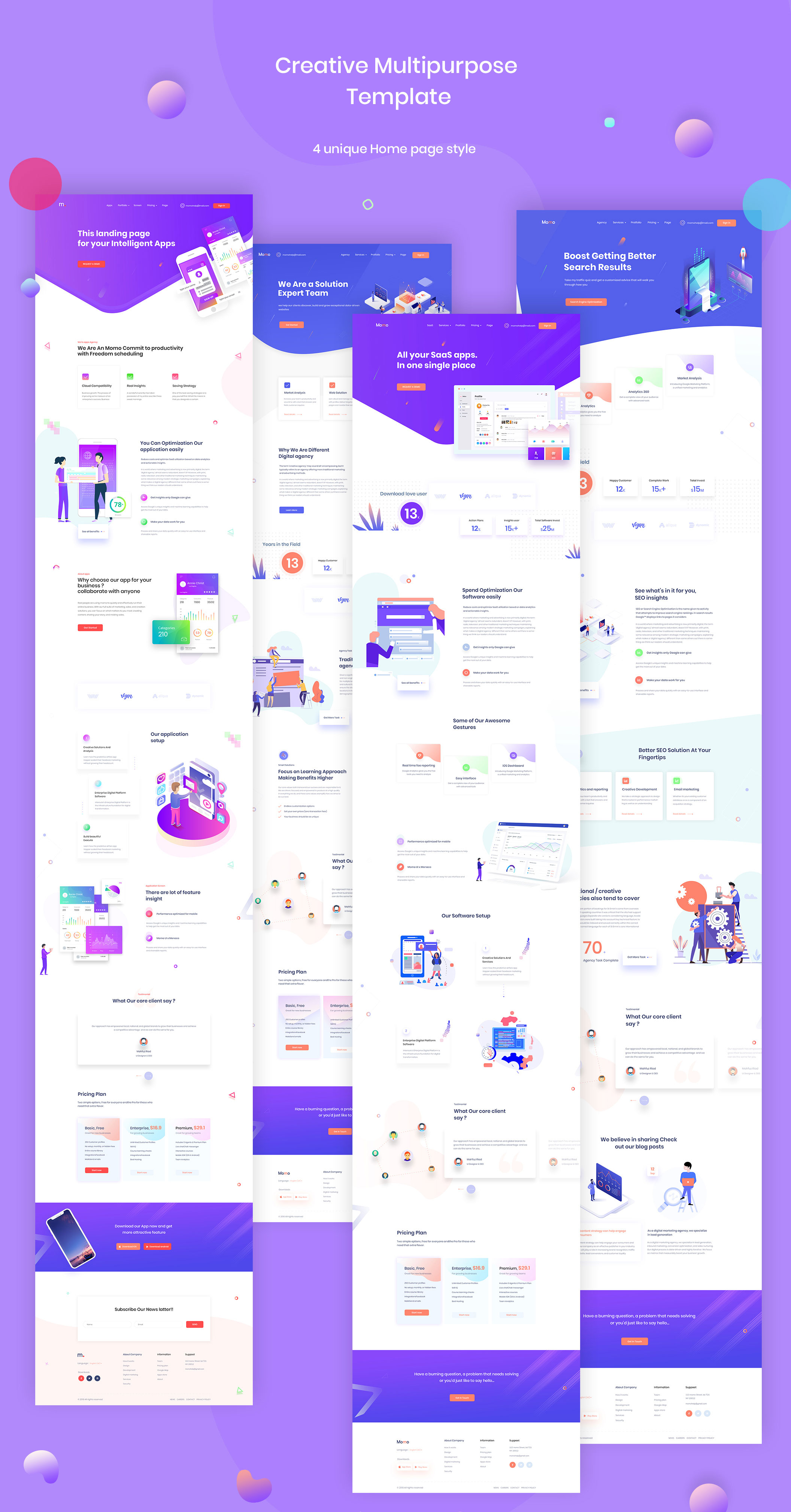 多功能创意机构HTML网站UI界面设计模板 Momo – Multipurpose Agency Template_img_2