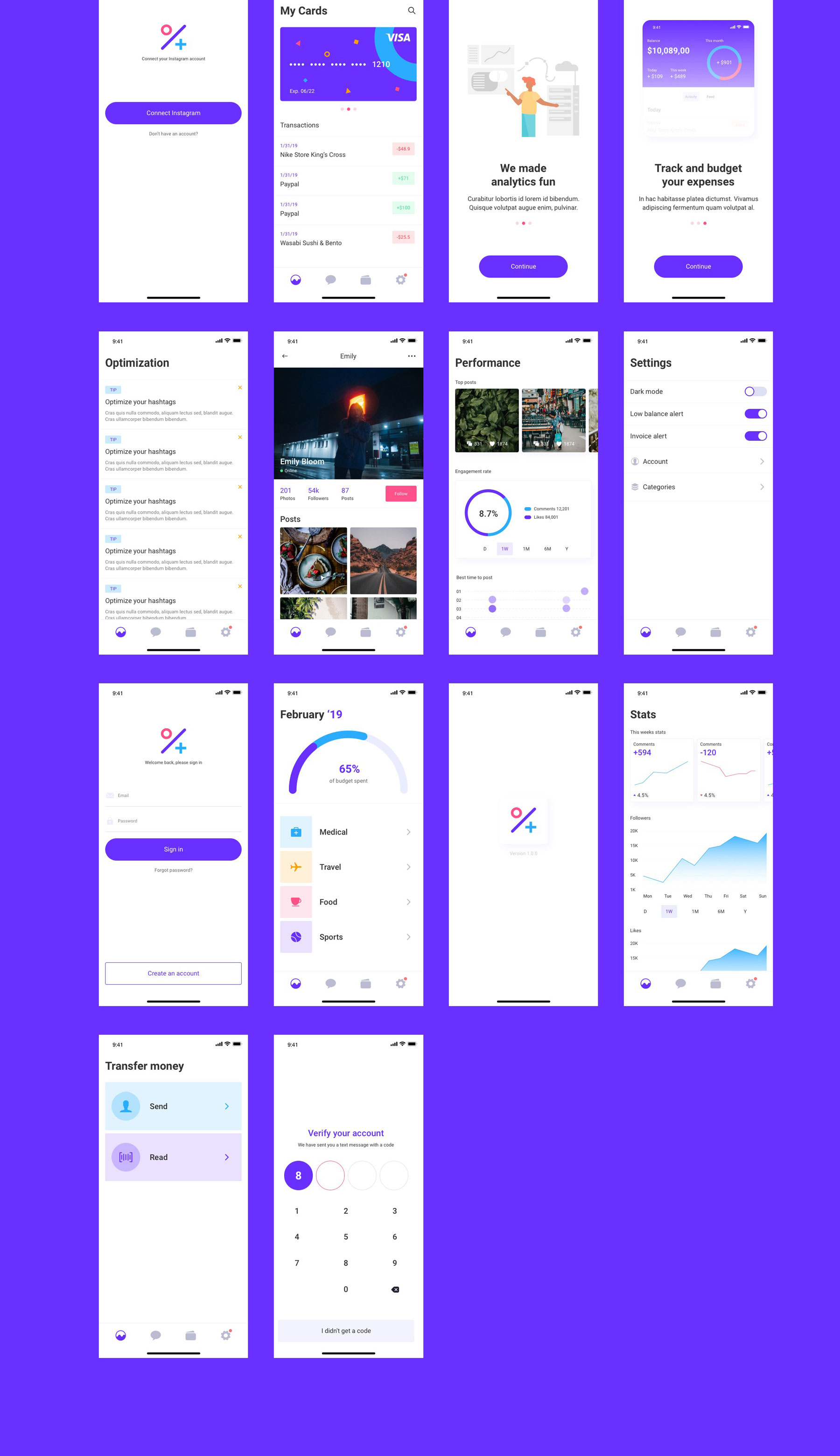 社交金融账单APP应用程序UI界面设计套件 Percent Mobile App UI Kit_img_2