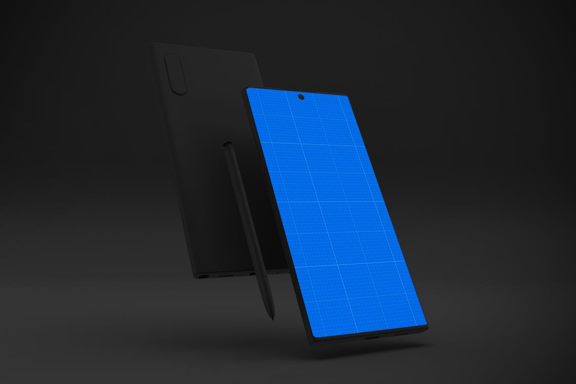 Note 10大屏手机屏幕预览样机模板 Dark Note 10 Mockup_img_2