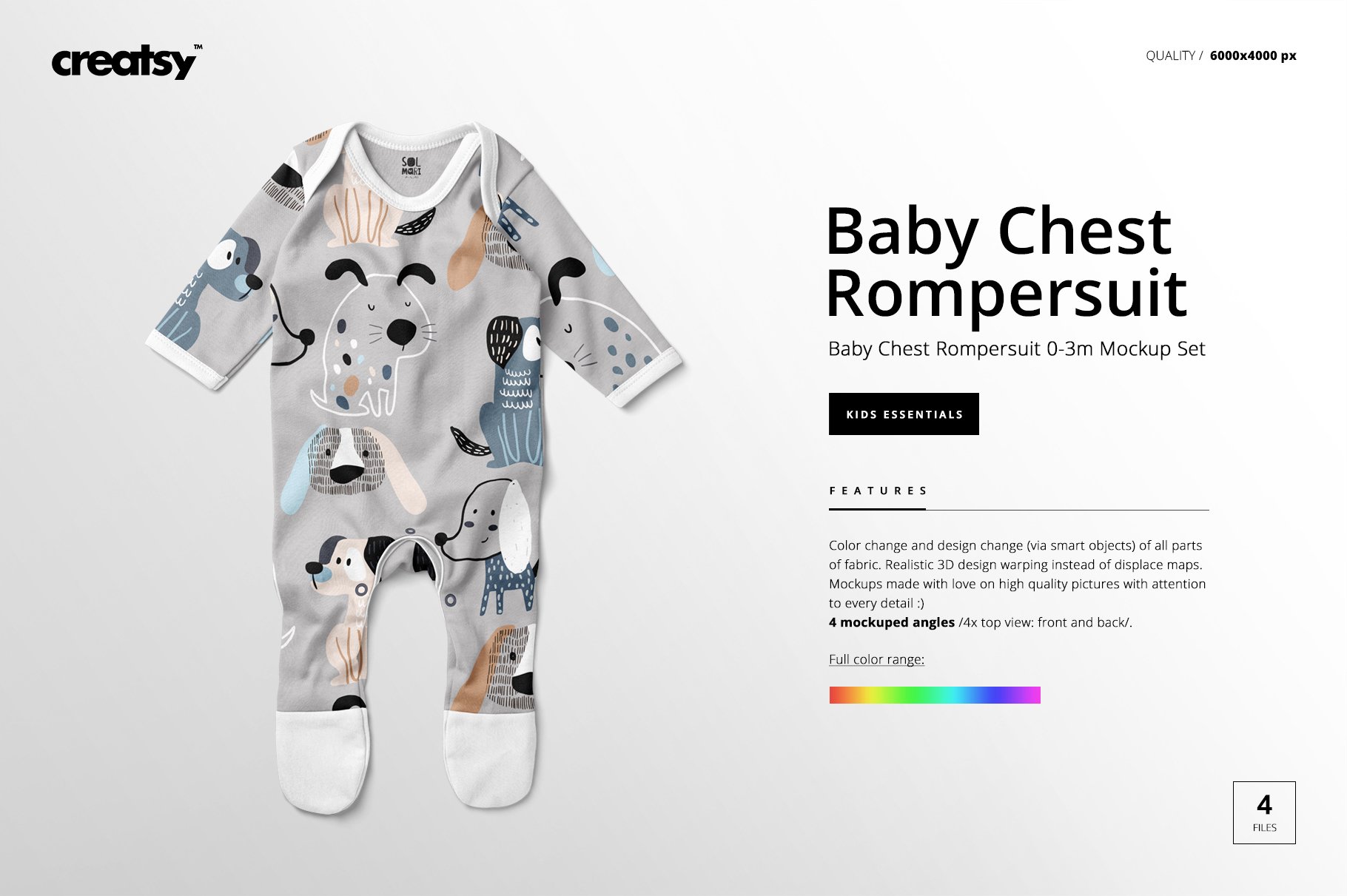 婴儿连体衣设计效果图样机模板套装 Baby Chest Rompersuit Mockup Set_img_2