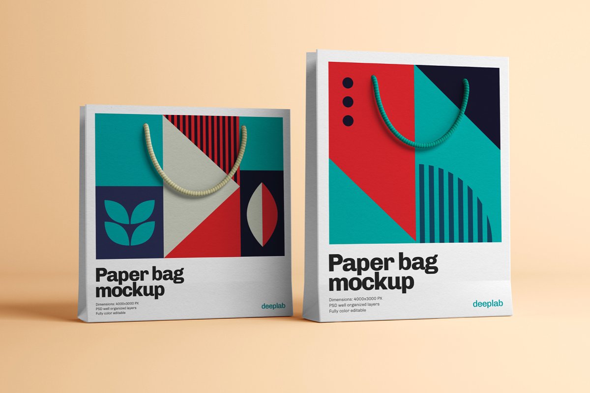 纸质手提袋设计预览样机模板合集 Paper Bag Mockup - 10 Sets_img_2