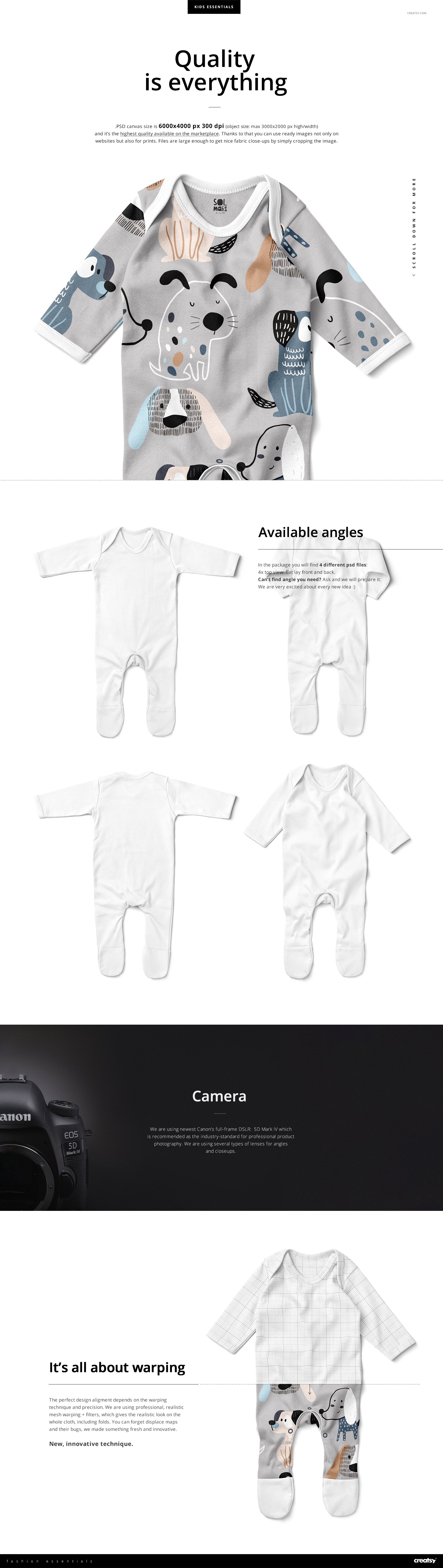 婴儿连体衣设计效果图样机模板套装 Baby Chest Rompersuit Mockup Set_img_2