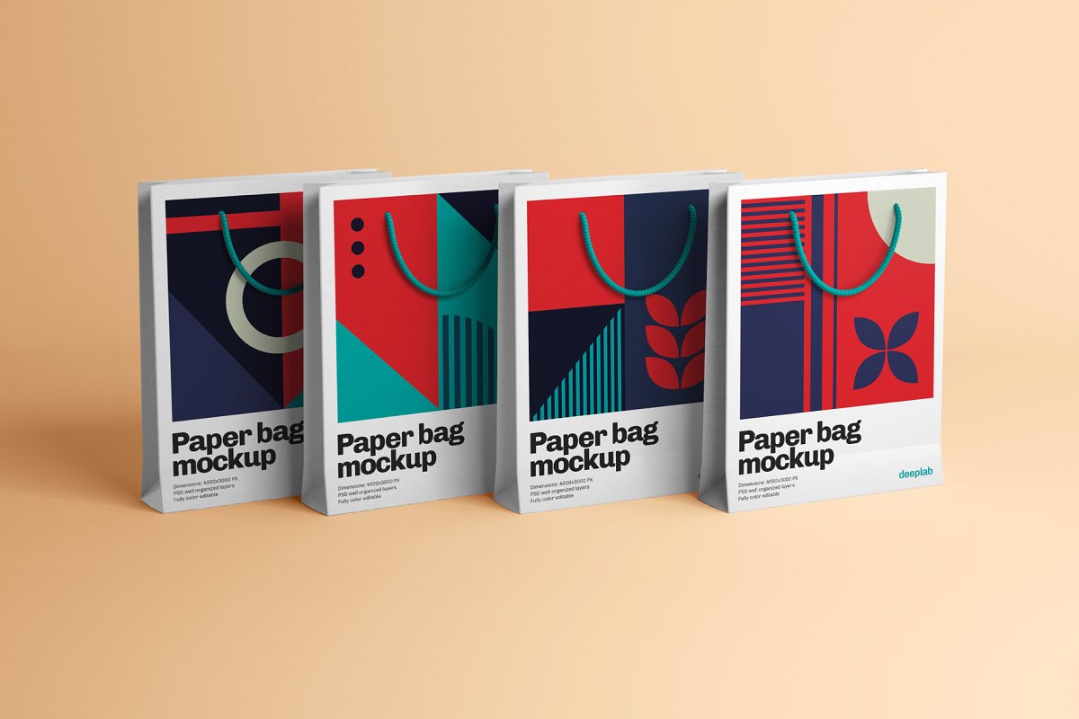 纸质手提袋设计预览样机模板合集 Paper Bag Mockup - 10 Sets_img_2