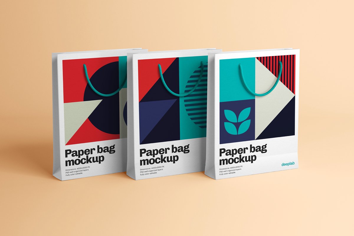 纸质手提袋设计预览样机模板合集 Paper Bag Mockup - 10 Sets_img_2