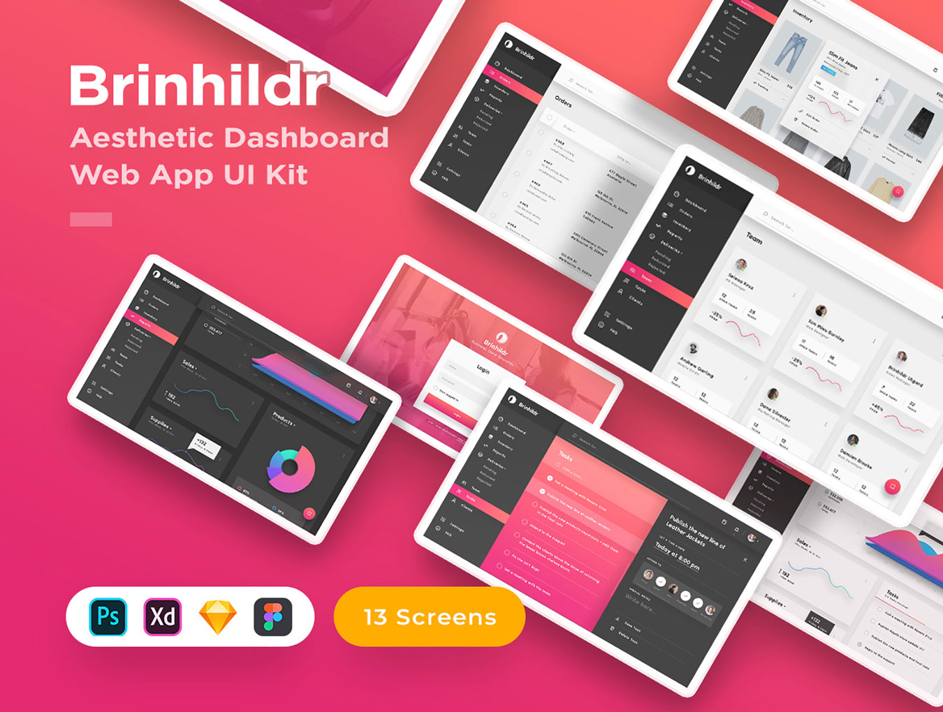 商城网站仪表盘后台管理系统WEB UI界面设计套件 Brinhildr - Dashboard Web UI Kit_img_2