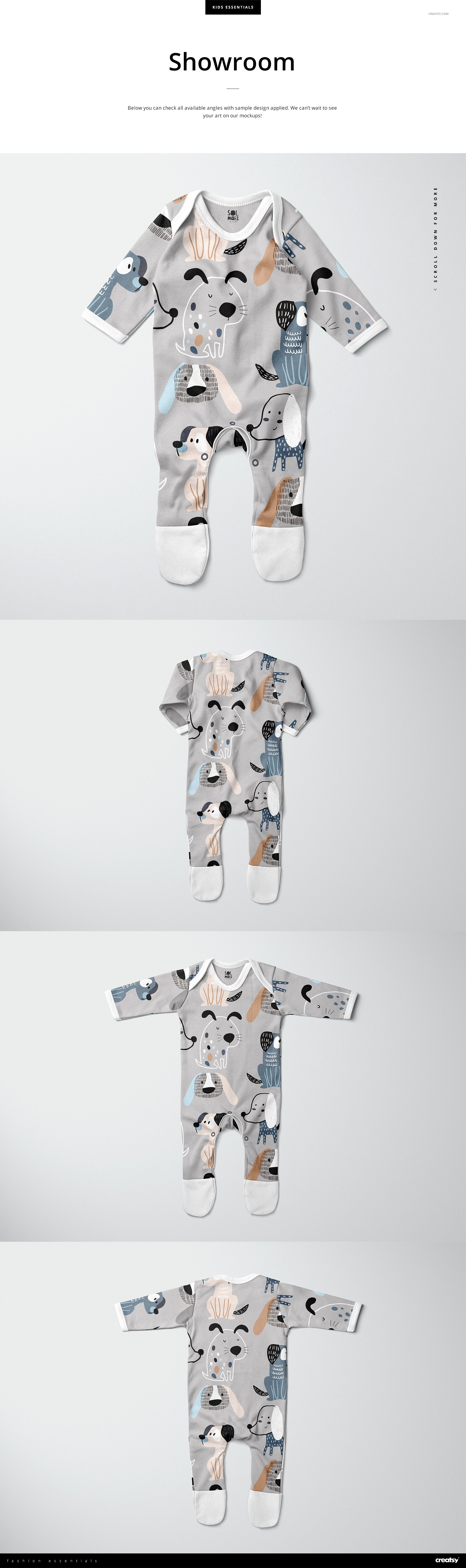 婴儿连体衣设计效果图样机模板套装 Baby Chest Rompersuit Mockup Set_img_2