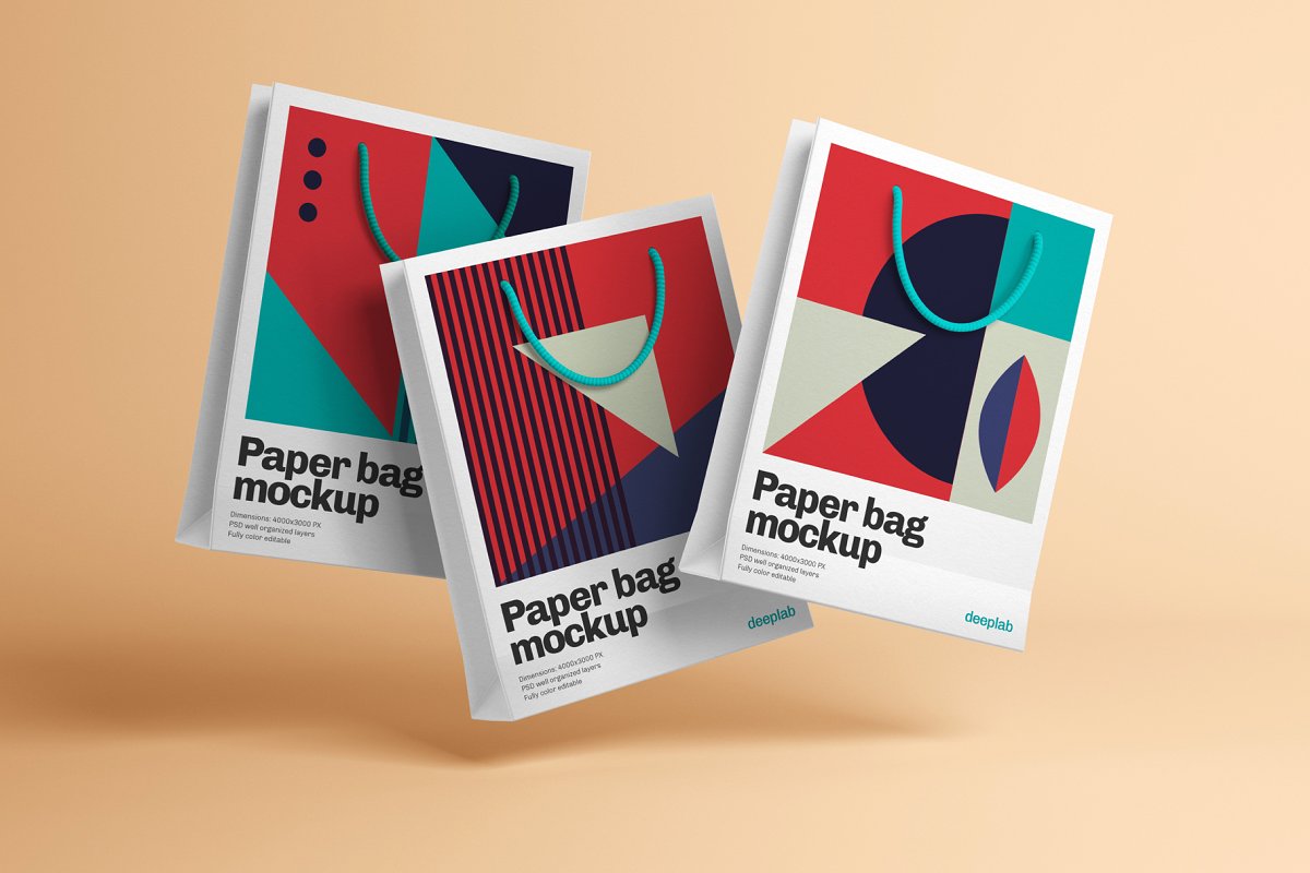 纸质手提袋设计预览样机模板合集 Paper Bag Mockup - 10 Sets_img_2