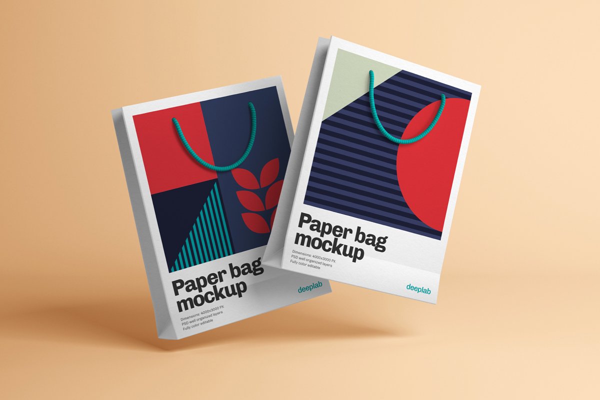 纸质手提袋设计预览样机模板合集 Paper Bag Mockup - 10 Sets_img_2