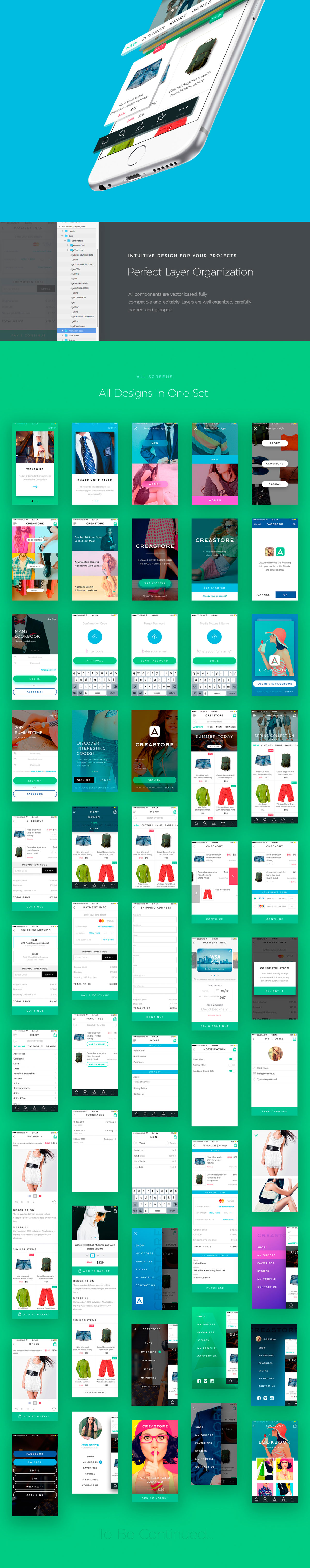 服装商城APP应用程序UI界面设计套件 CreaStore UI Kit_img_2