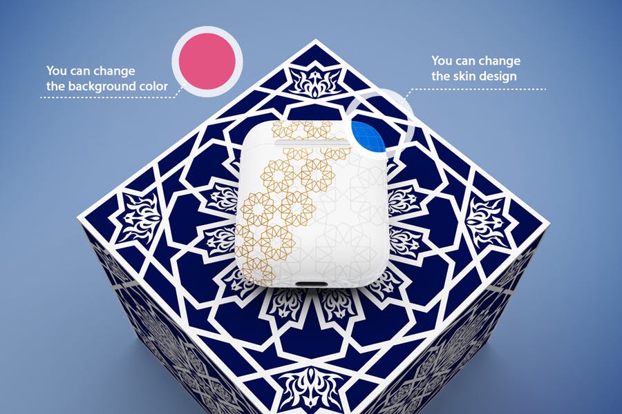 创意Airpods收纳盒外观设计效果图样机模板 Arabic Airpods mockup_img_2