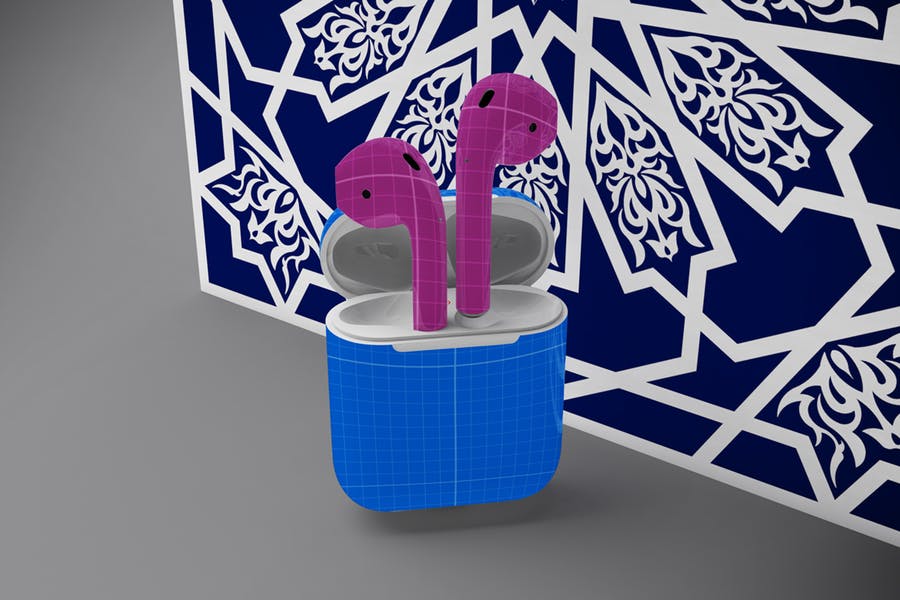 创意Airpods收纳盒外观设计效果图样机模板 Arabic Airpods mockup_img_2