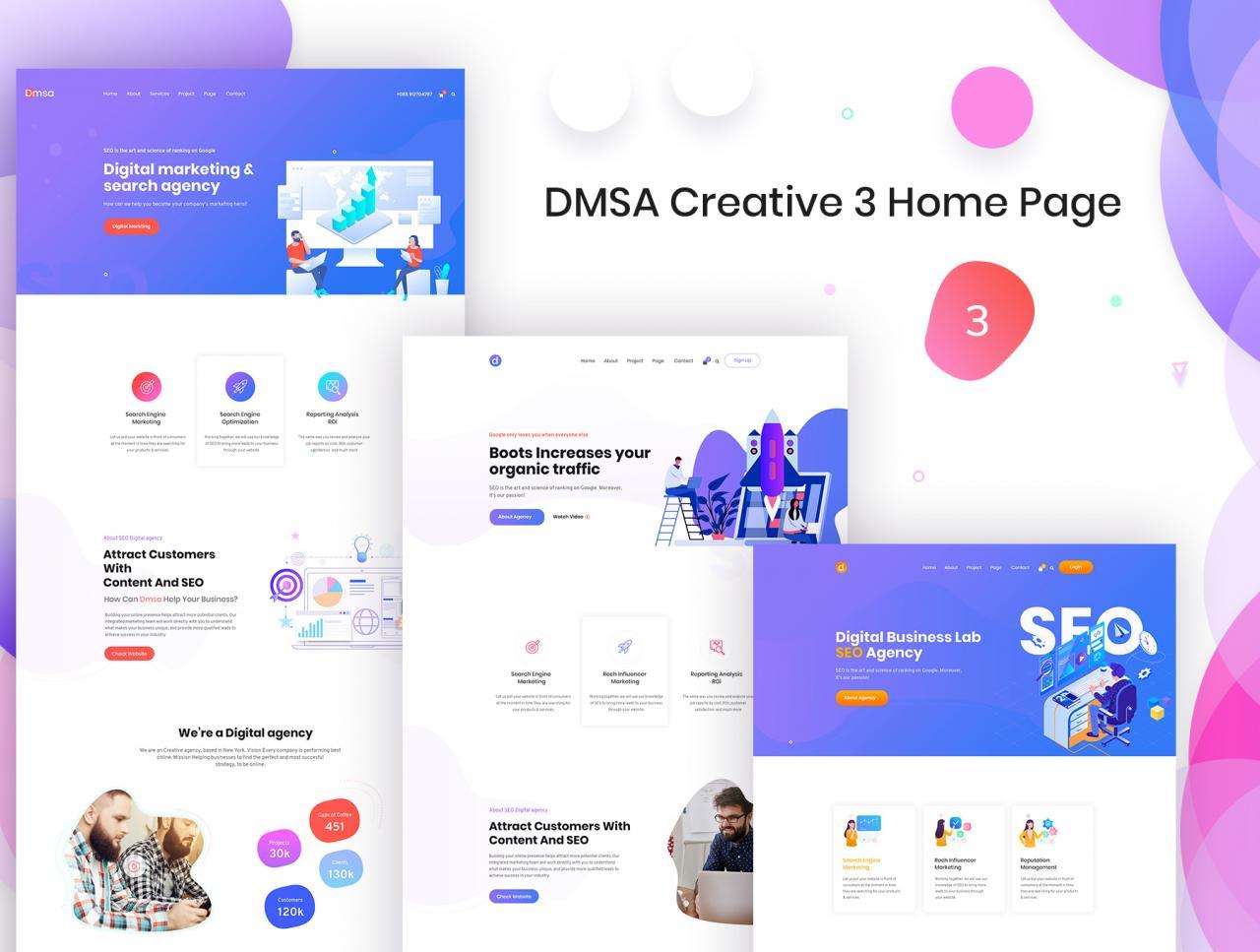 SEO优化WEB企业网站UI界面设计模板套件 Dmsa – SEO & Digital Agency Template_img_2