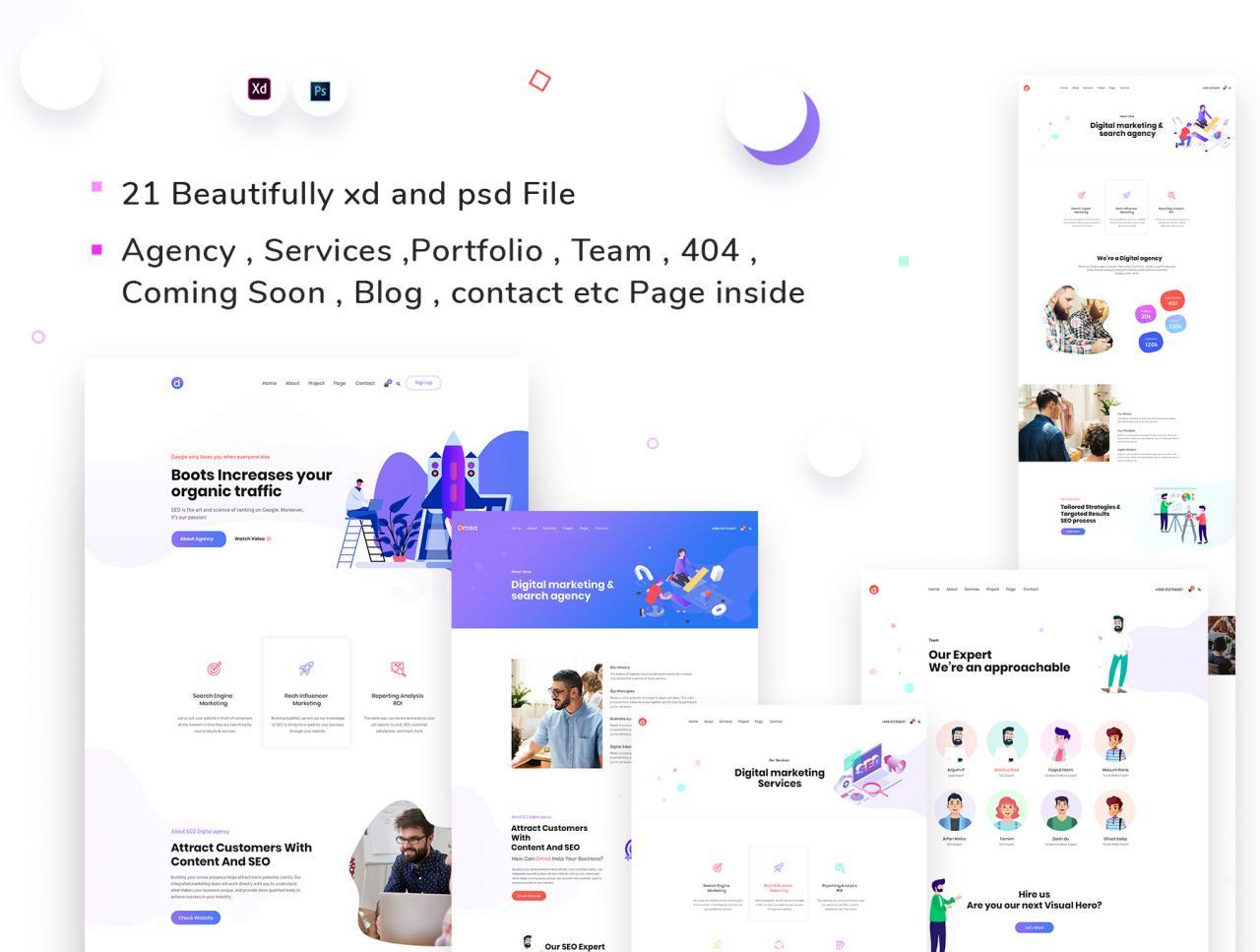 SEO优化WEB企业网站UI界面设计模板套件 Dmsa – SEO & Digital Agency Template_img_2