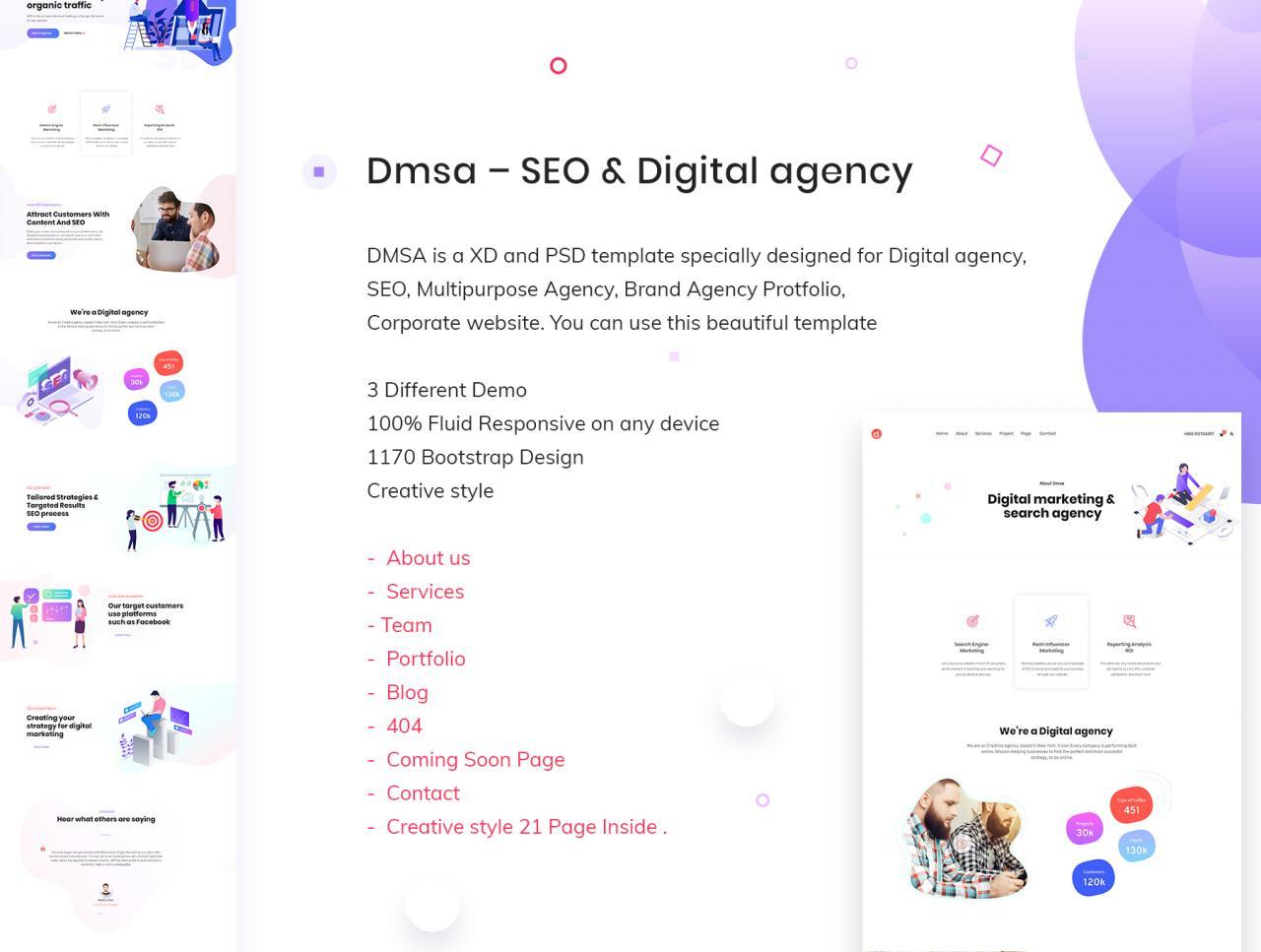 SEO优化WEB企业网站UI界面设计模板套件 Dmsa – SEO & Digital Agency Template_img_2