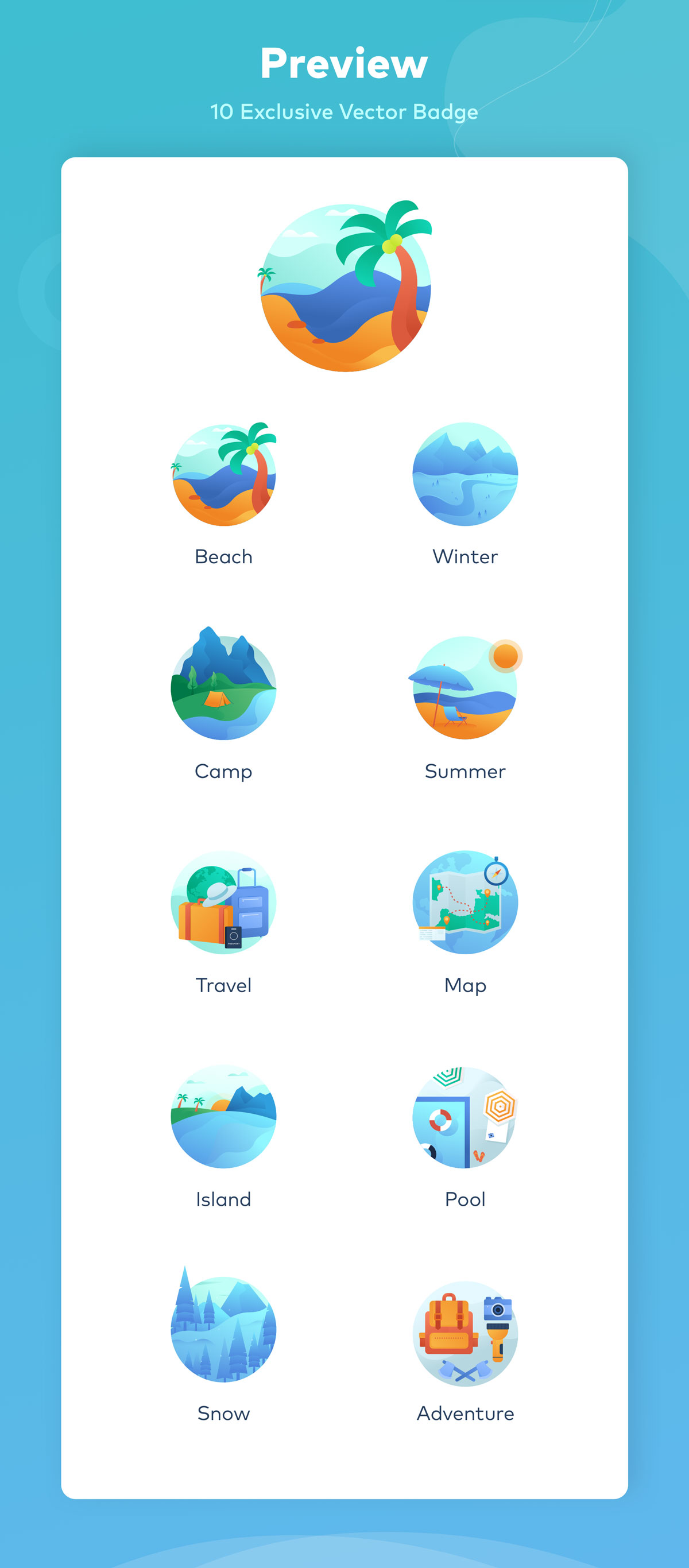 假期旅行主题APP应用程序设计矢量插图 Camp : Holiday Badge Illustration_img_2