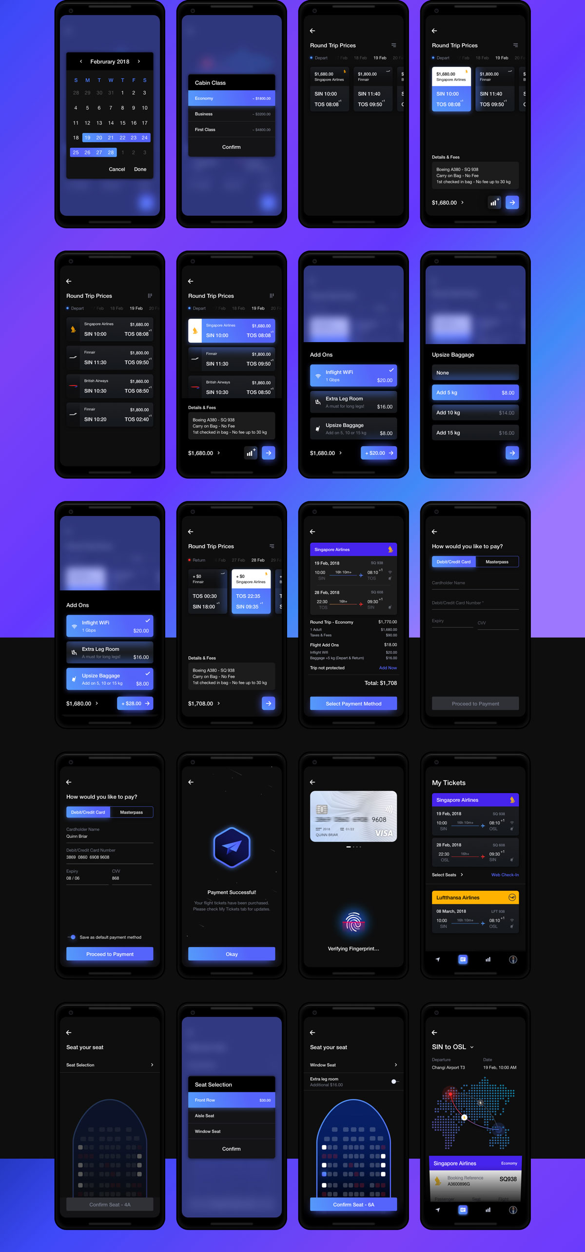 航班机票预订APP应用程序UI界面设计套件 Cosmos UI Kit_img_2