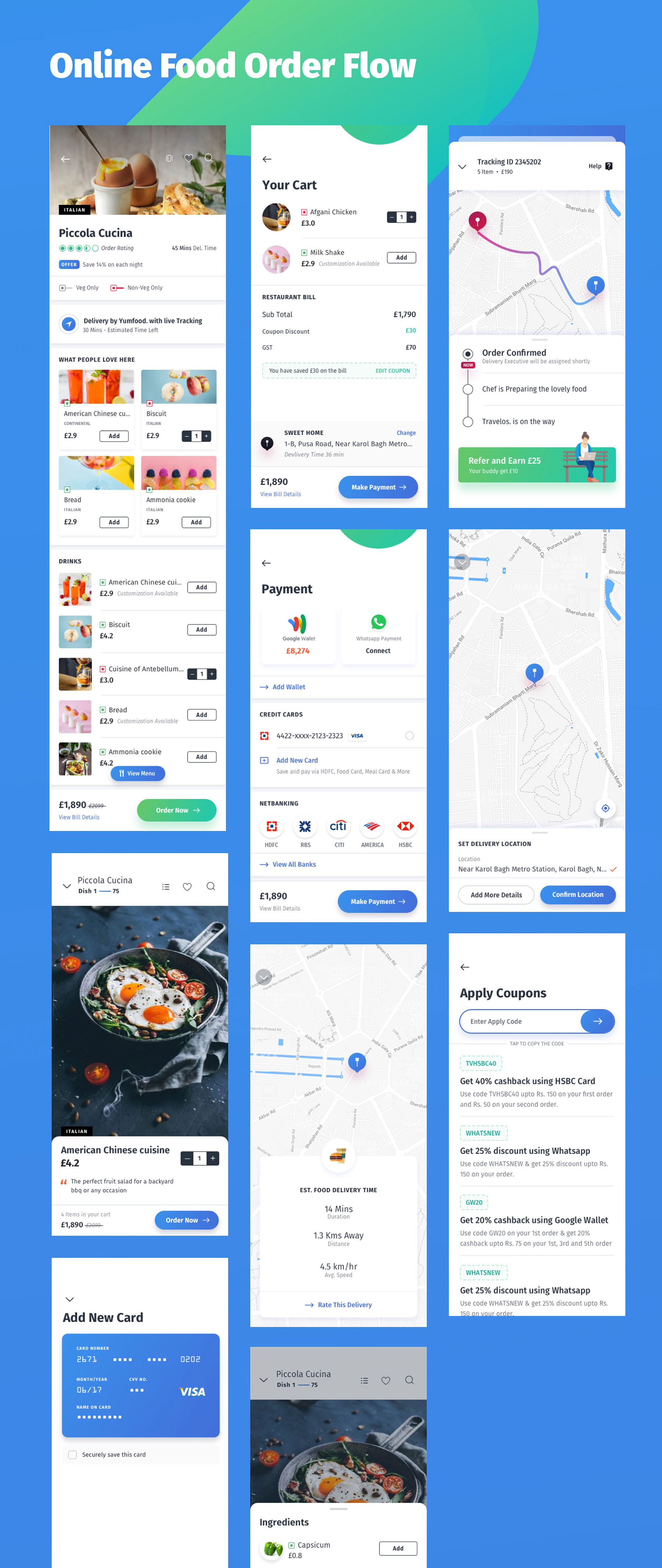 咖啡店酒店餐馆食品外卖APP应用程序UI界面设计套件 YumFood - Mobile App UI kit_img_2