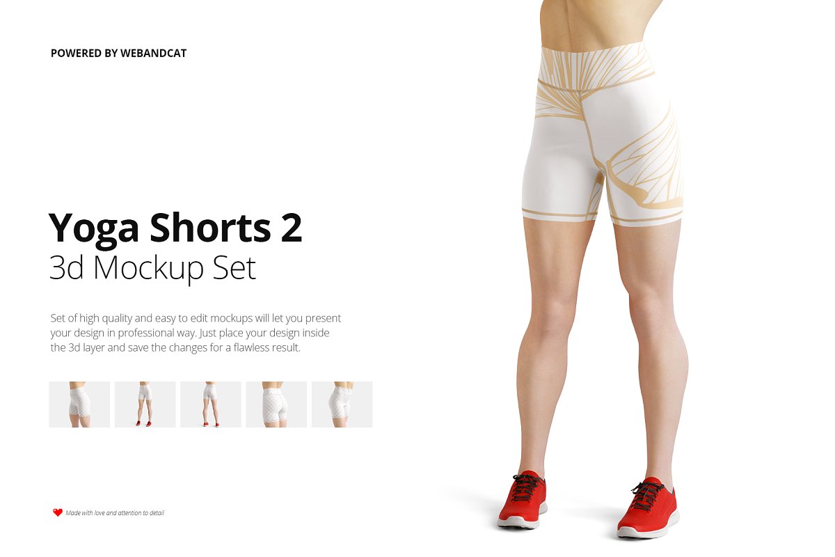 瑜伽健身短裤设计预览图样机模板 Yoga Shorts 2 Mockup_img_2