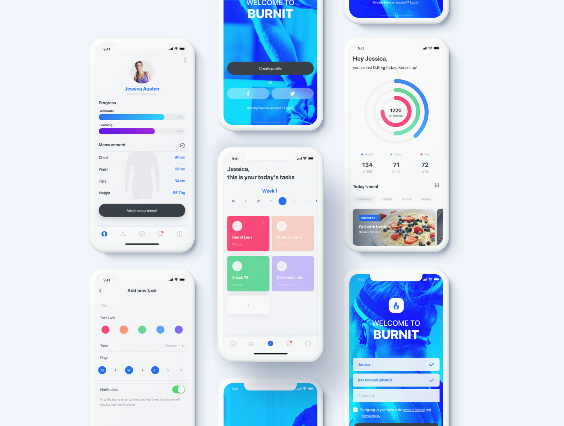 饮食健身APP应用程序UI界面设计套件 BURNIT UI Kit_img_2