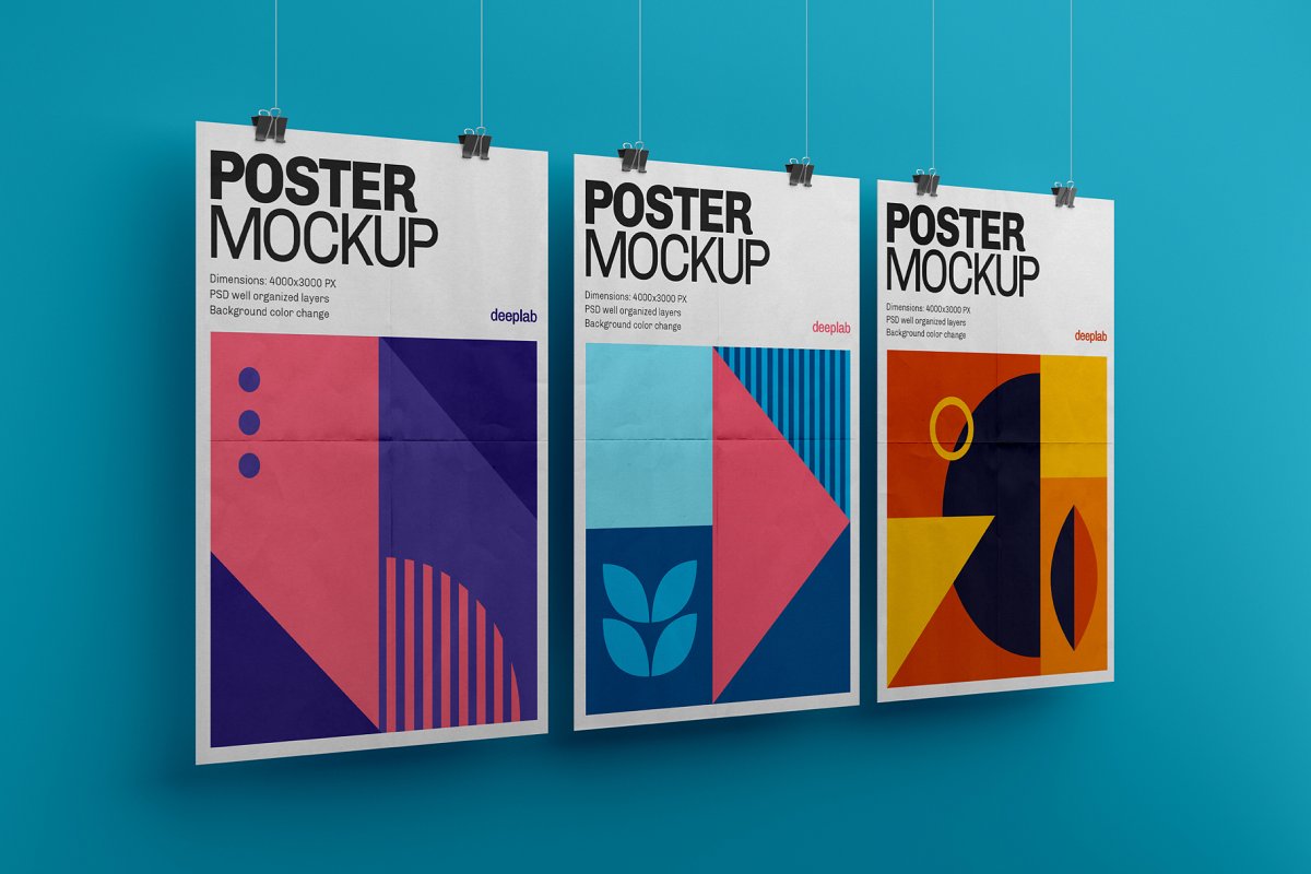 悬挂海报传单设计展示图样机模板合集 Vertical Poster Mockup Set_img_2