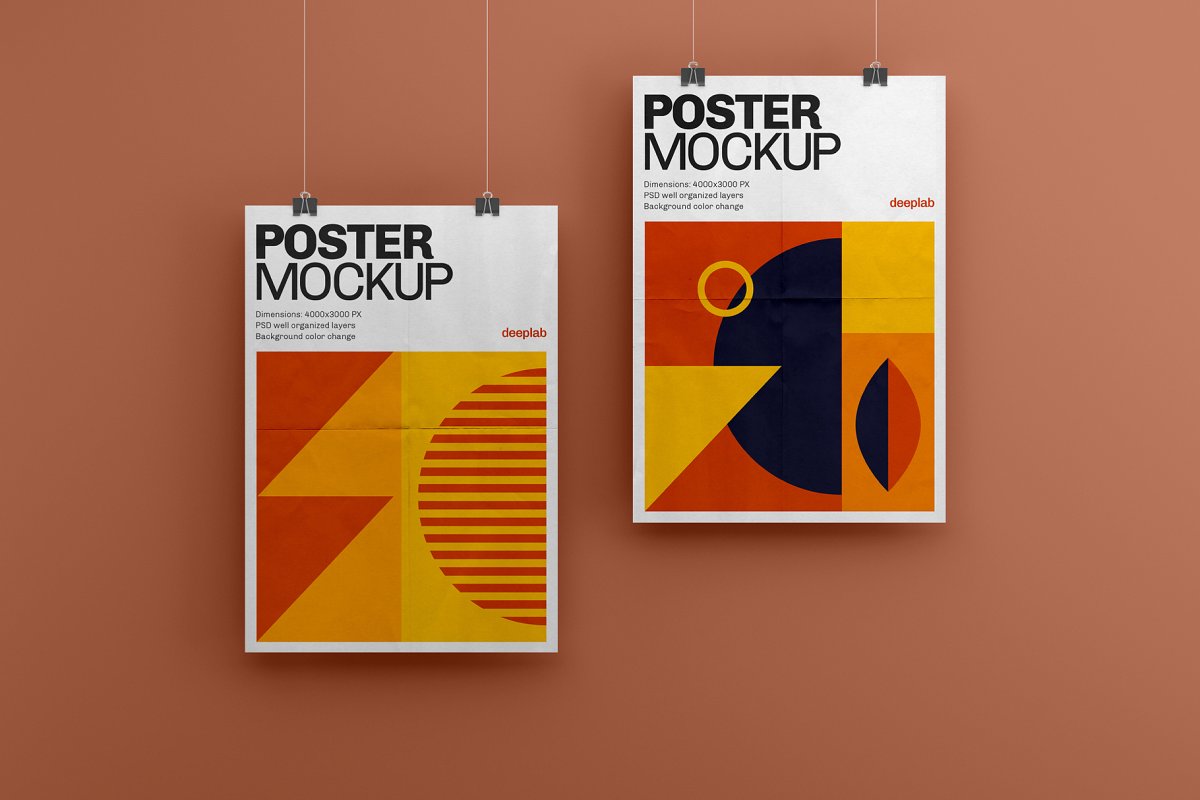 悬挂海报传单设计展示图样机模板合集 Vertical Poster Mockup Set_img_2