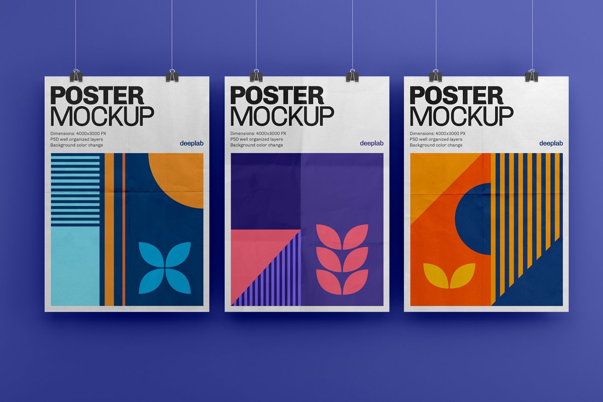 悬挂海报传单设计展示图样机模板合集 Vertical Poster Mockup Set_img_2