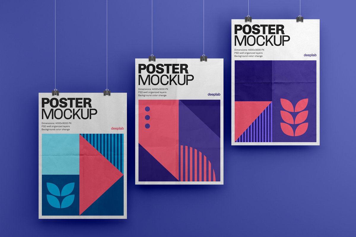 悬挂海报传单设计展示图样机模板合集 Vertical Poster Mockup Set_img_2